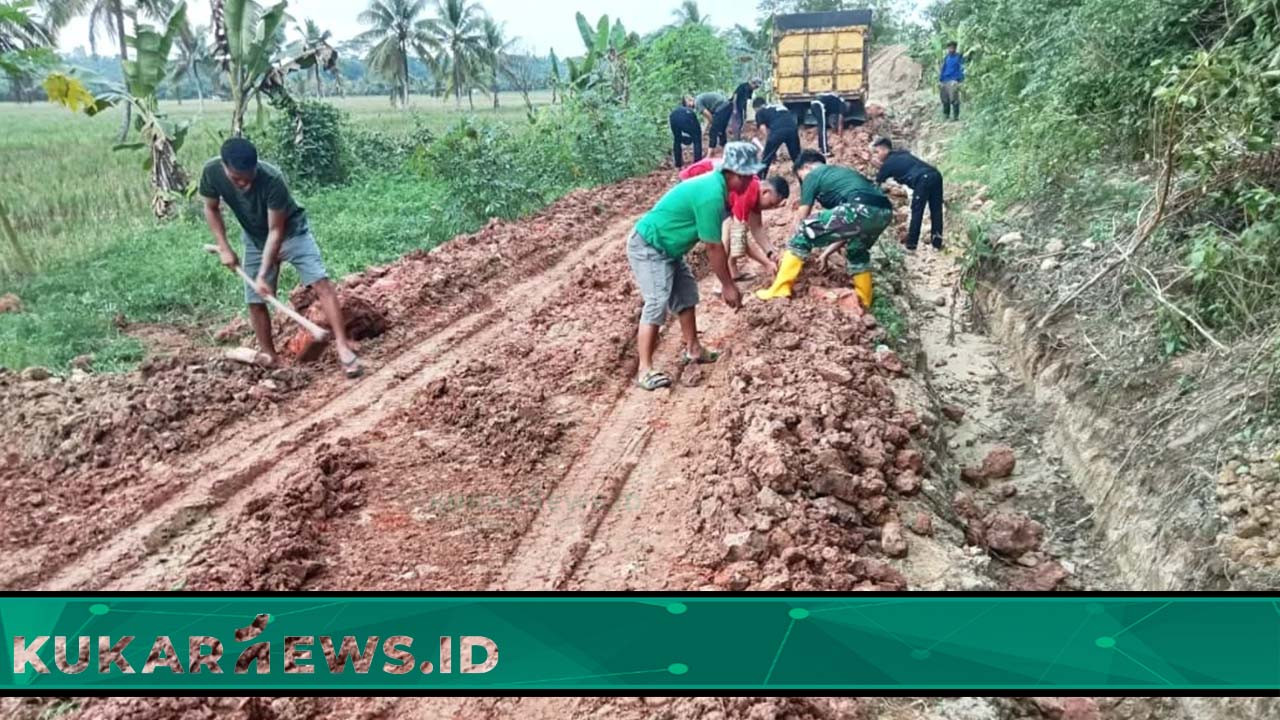 Satgas TMMD 112 Kerjakan Peningkatan Badan Jalan Usaha Tani Dusun Budi Daya