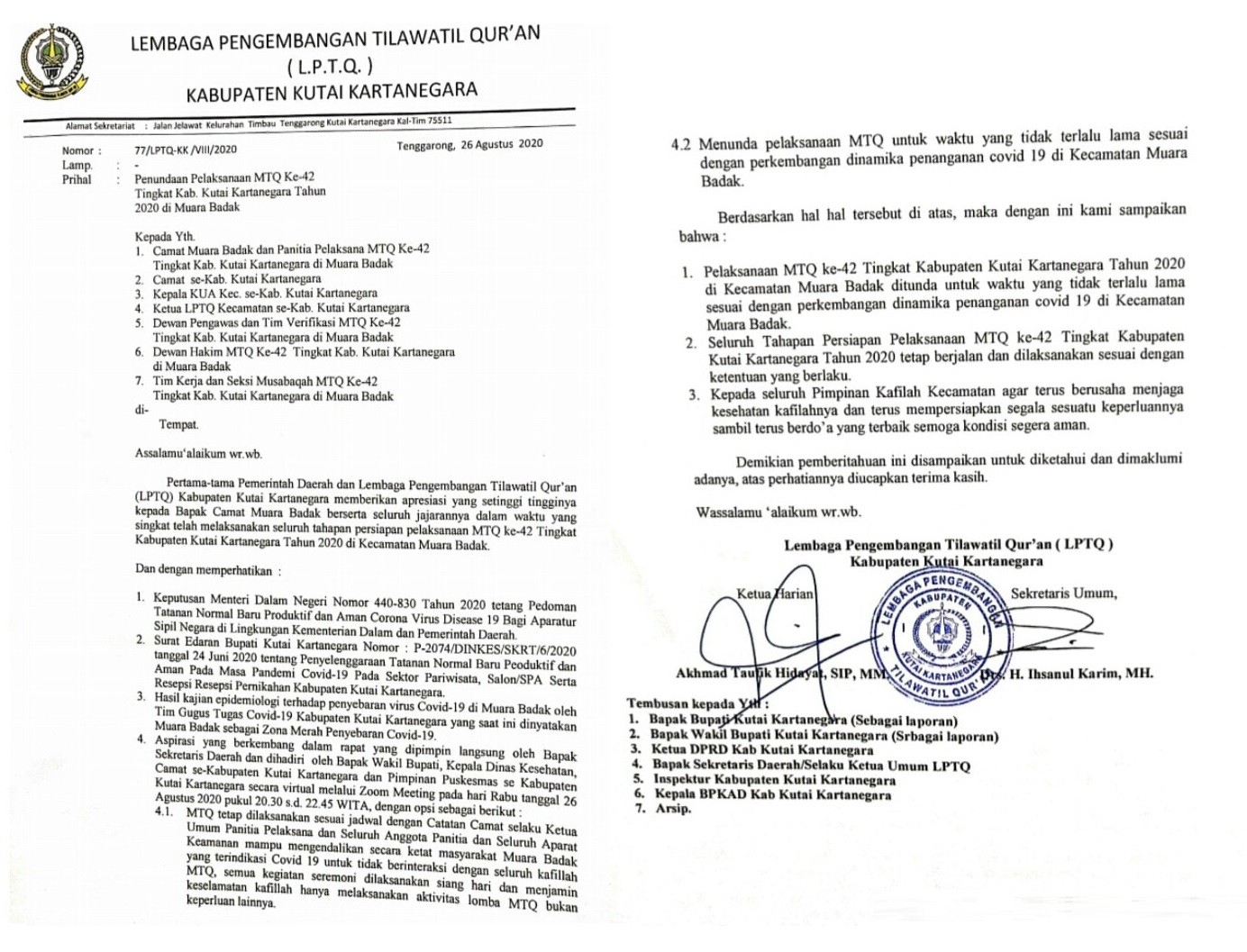 Kasus Meningkat, Pelaksanaan MTQ ke-42 Ditunda